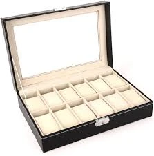 12 Grids Leather Watch Storage Box | Elegant Organizer for Watches, Bracelets &