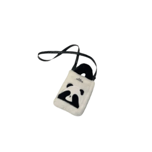 Cute Panda Furry Small Square Bag for Women | 2024 Trendy Korean-Style Plush Mes