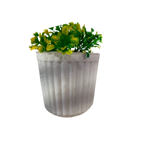 Lifelike Yellow Artificial Potted Plant in Textured White Pot – Maintenance-Free