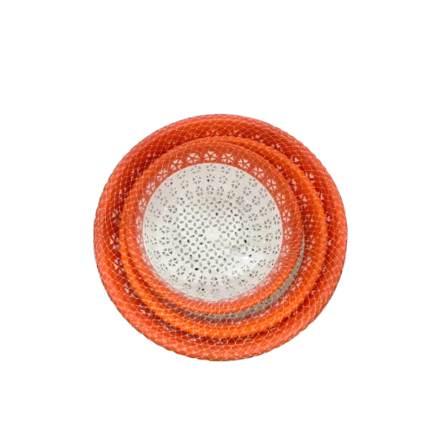 Handcrafted Orange Metal Decorative Bowl with Woven Filigree Design