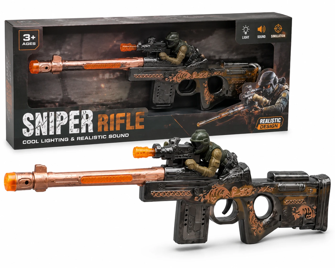 Sniper Rifle Toy Gun with Light & Sound Effects – Realistic Military Action Toy 